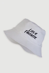 Womens Life Is Fantastic Bucket Hat, White