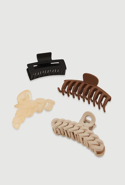 Womens Trendy Assorted Hair Claw Clips 4 Pack, Multi