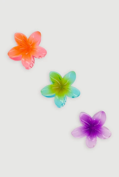 Hibiscus Flower Claw Clips Set of 3