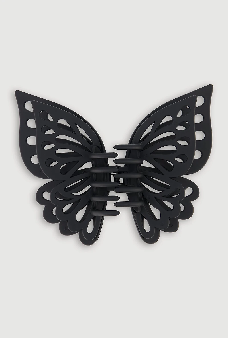 Womens Trendy Giant Butterfly Claw Clip, Black
