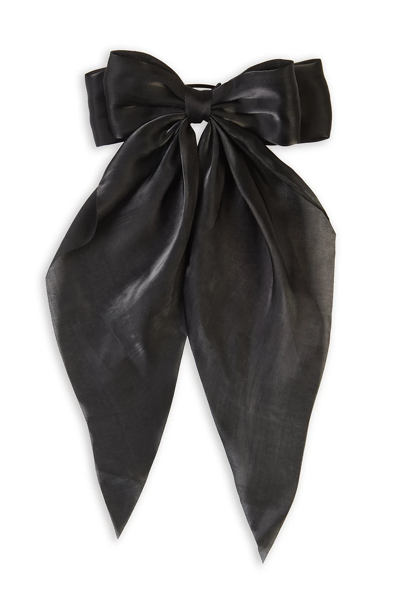 Womens Chiffon Bow Hair Clip, Black