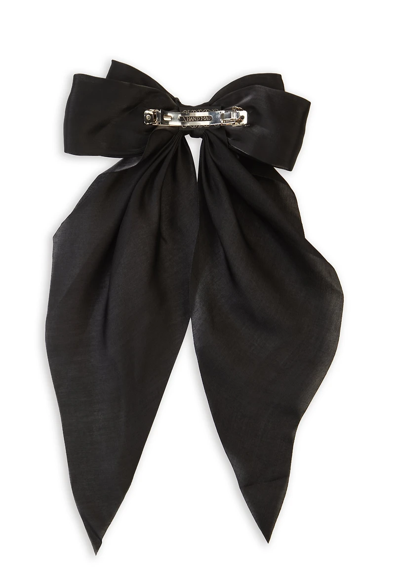 Womens Chiffon Bow Hair Clip, Black