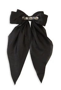 Womens Chiffon Bow Hair Clip, Black