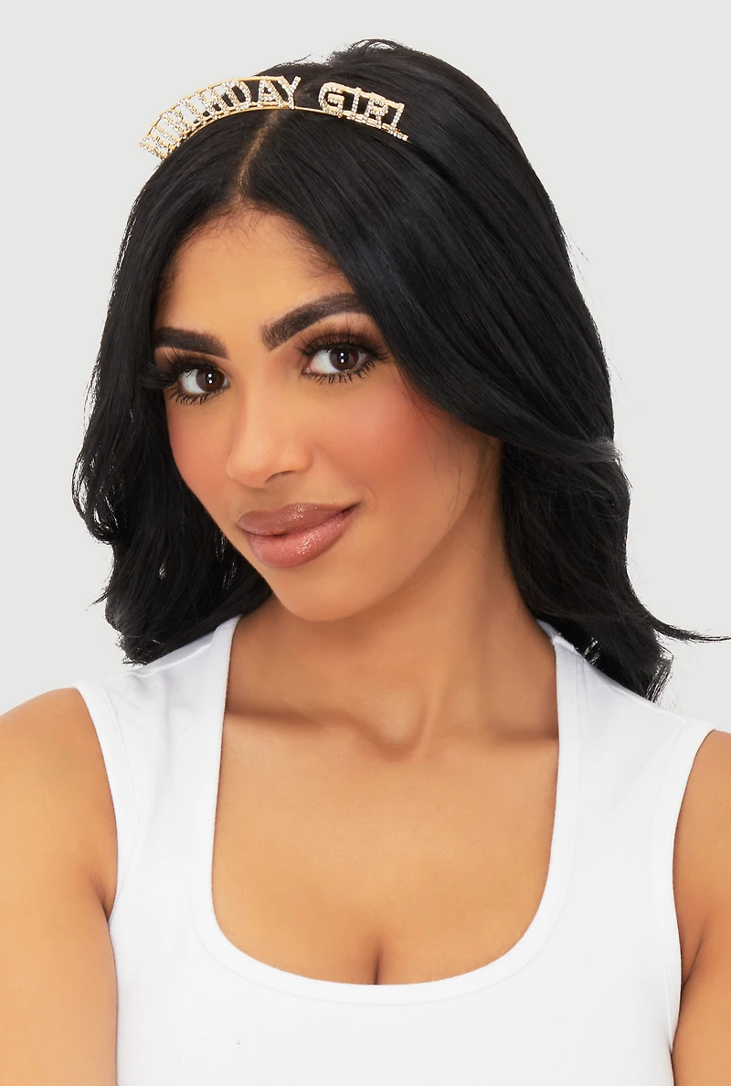 Cubic Zirconia Birthday Girl Headband