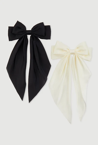 Womens Oversized Bow Ribbon Hair Clips 2 Pack, Multi