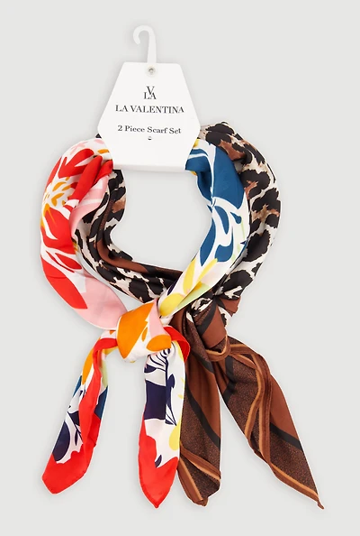 Assorted Border Print Multiway Scarf 2 Pack