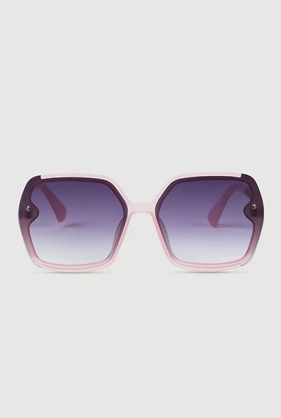 Womens Oversized Chain Link Ombre Lens Sunglasses, Pink