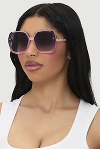 Oversized Chain Link Ombre Lens Sunglasses