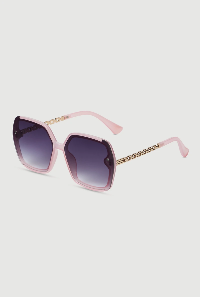 Oversized Chain Link Ombre Lens Sunglasses