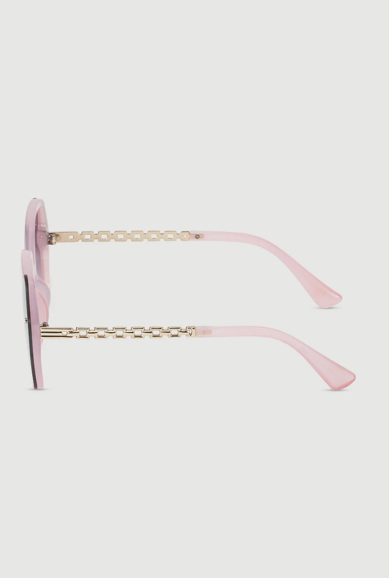 Oversized Chain Link Ombre Lens Sunglasses