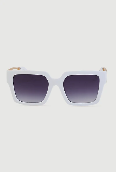 Womens Cut Out Detail Square Sunglasses, White