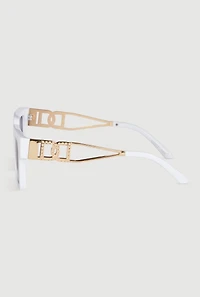 Womens Cut Out Detail Square Sunglasses, White