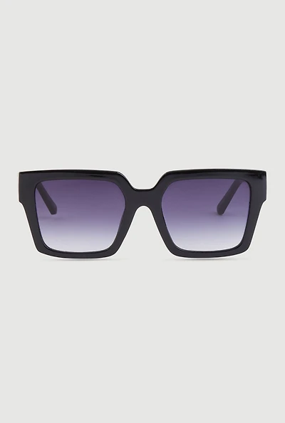 Womens Cut Out Detail Square Sunglasses, Black
