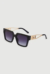 Womens Cut Out Detail Square Sunglasses, Black