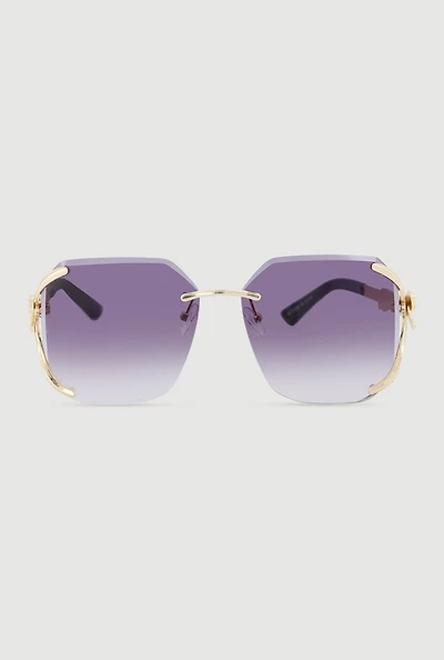 Ombre Lens Metallic Jaguar Detail Sunglasses