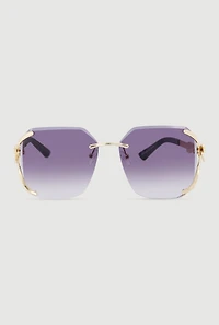 Ombre Lens Metallic Jaguar Detail Sunglasses