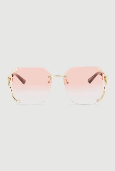 Womens Ombre Lens Metallic Jaguar Detail Sunglasses, Pink