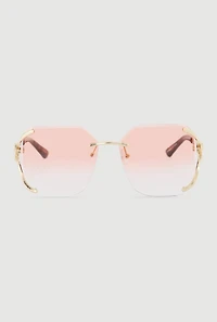 Womens Ombre Lens Metallic Jaguar Detail Sunglasses, Pink