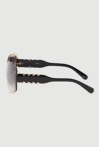 Gradient Lens Shield Sunglasses with Stud Detail