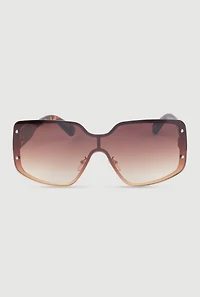 Gradient Lens Shield Sunglasses with Stud Detail