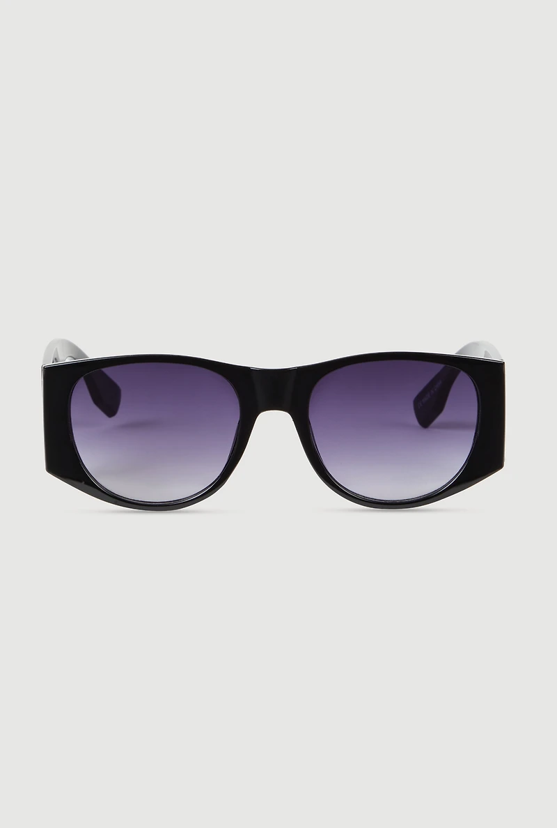 Metallic Cut Out Arm Ombre Lens Sunglasses