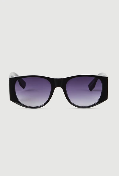 Metallic Cut Out Arm Ombre Lens Sunglasses