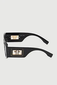 Metallic Cut Out Arm Ombre Lens Sunglasses