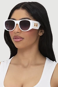 Metallic Cut Out Arm Ombre Lens Sunglasses