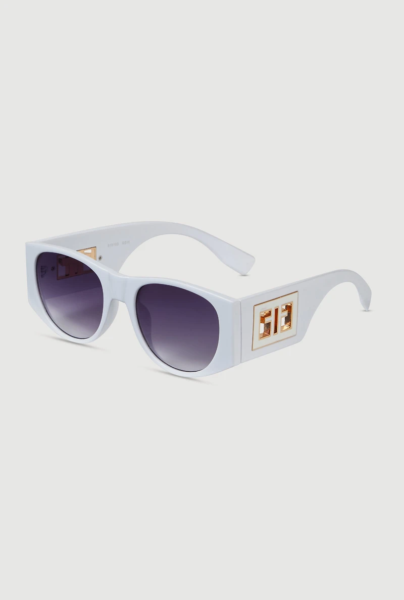 Metallic Cut Out Arm Ombre Lens Sunglasses