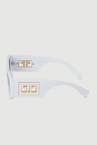 Womens Metallic Cut Out Arm Ombre Lens Sunglasses, White