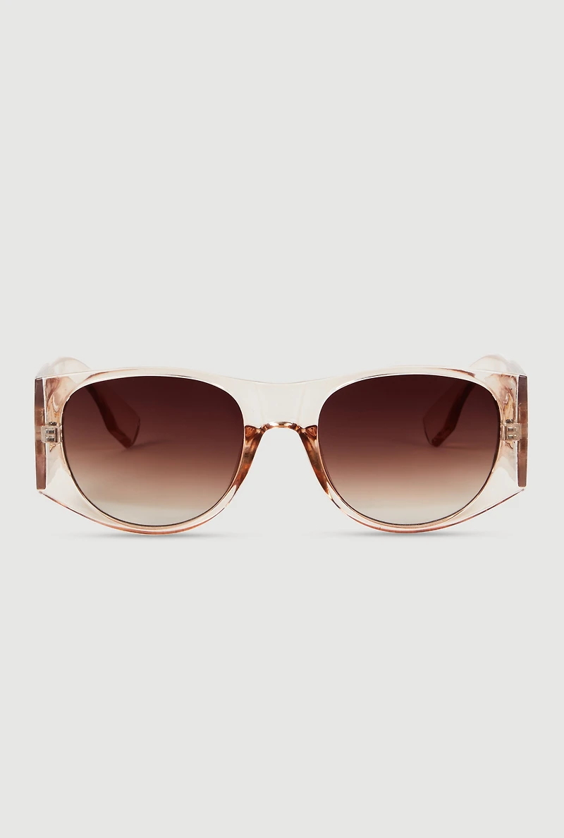 Metallic Cut Out Arm Ombre Lens Sunglasses