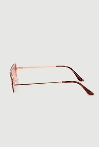 Womens Rimless Metallic Shield Sunglasses, Pink