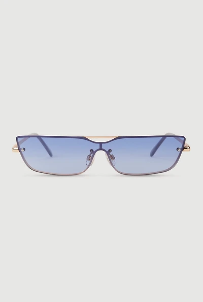 Womens Slim Rimless Sunglasses, Blue