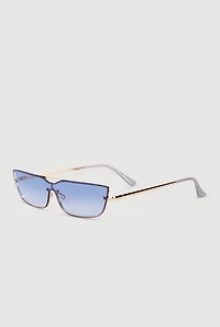 Womens Slim Rimless Sunglasses, Blue