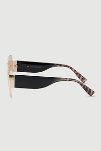 Square Metallic Rim Rhinestone Studded Sunglasses