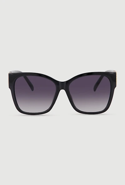 Metallic Heart Detail Ombre Lens Sunglasses