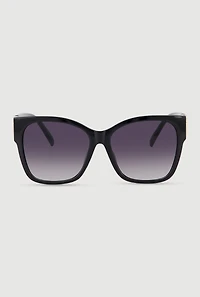 Metallic Heart Detail Ombre Lens Sunglasses