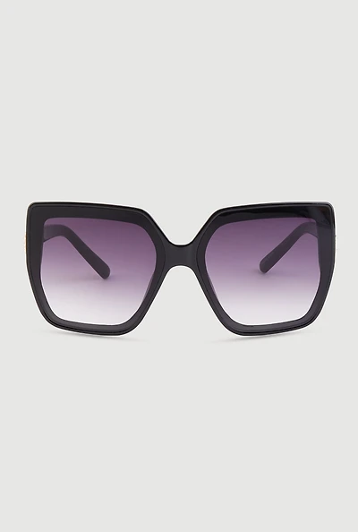Womens Rhinestone Temple Detail Sunglasses, Black