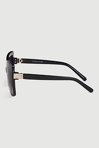 Womens Rhinestone Temple Detail Sunglasses, Black