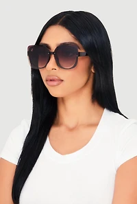Womens Square Ombre Lens Sunglasses, Brown