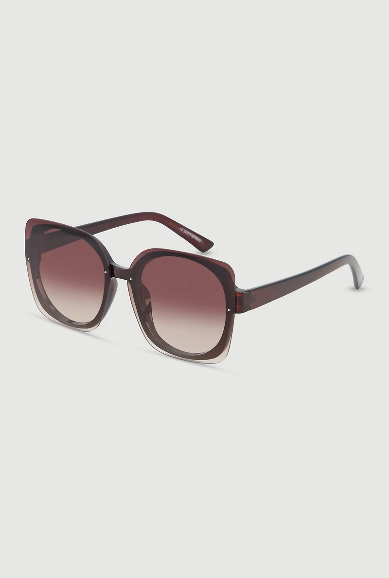 Womens Square Ombre Lens Sunglasses, Brown