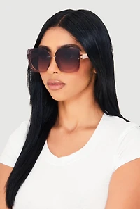 Womens Square Ombre Lens Sunglasses, Beige