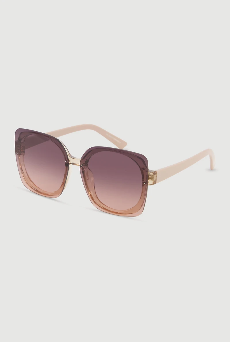 Womens Square Ombre Lens Sunglasses, Beige