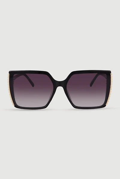 Metallic Side Rectangle Sunglasses