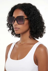 Metallic Side Rectangle Sunglasses