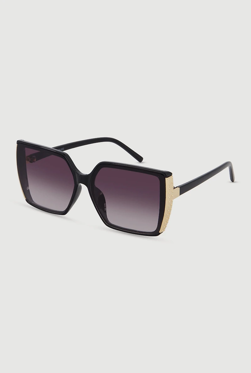 Metallic Side Rectangle Sunglasses