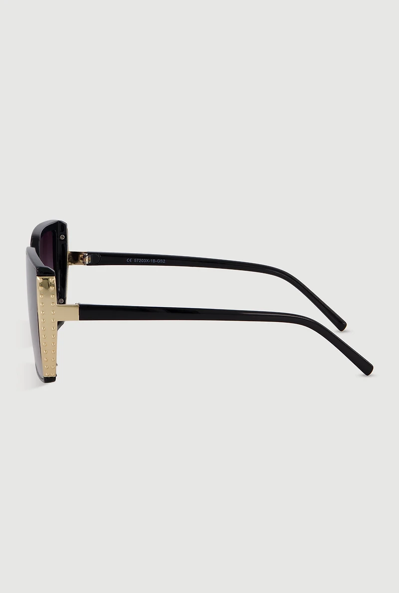 Metallic Side Rectangle Sunglasses
