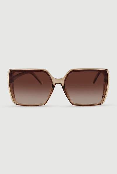 Metallic Side Rectangle Sunglasses
