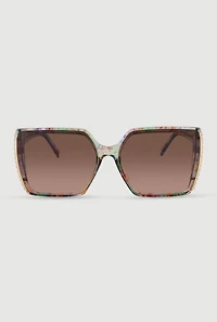 Metallic Side Rectangle Sunglasses