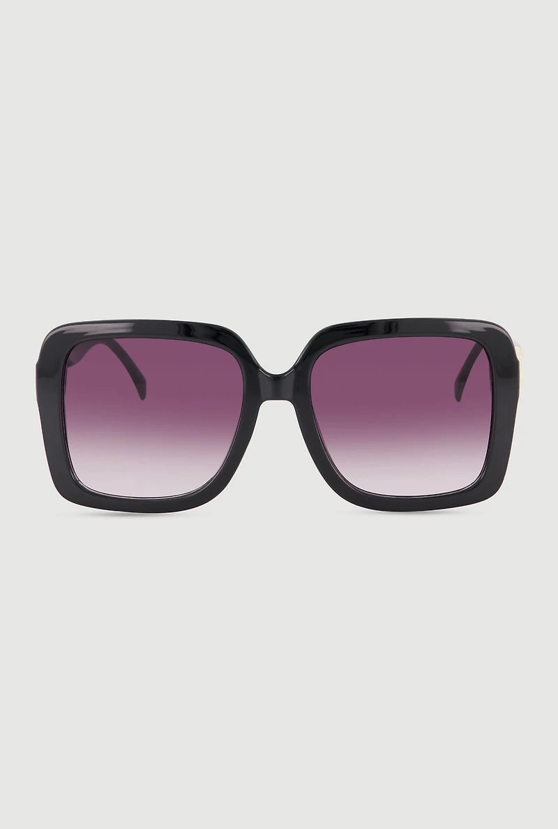 Ombre Lens Metallic Eye Detail Sunglasses
